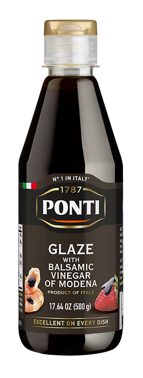 Ponti balsamic vinegar glaze bottle, 500g, pour spout and label