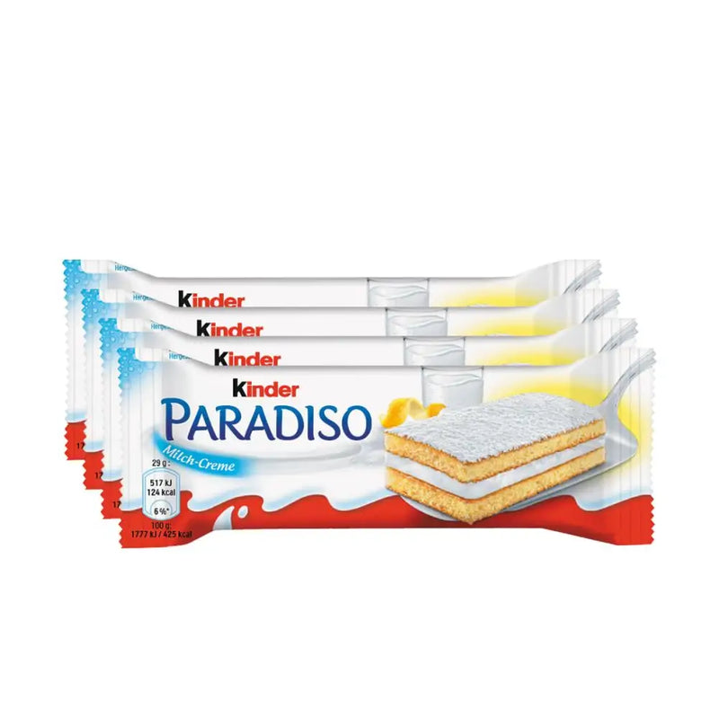 Kinder Paradiso wafer cream bar multipack (4 bars) in colorful wrapper
