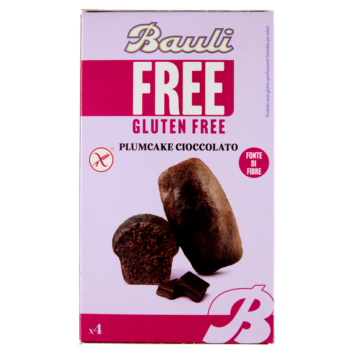 Bauli gluten free chocolate plum cake, boxed pack of 4