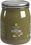 Scyavuru pistachio spread jar with silver lid, 45% cream label