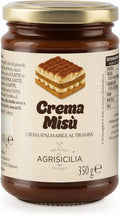 Tiramisu cream spread in glass jar, 350 g, brown dessert filling with biscuit layers