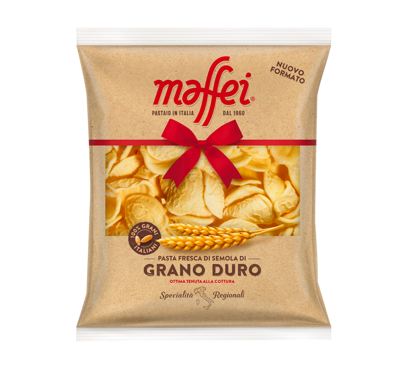 Maffei Cappelloni n37 durum pasta, 500 g bag with red ribbon and label
