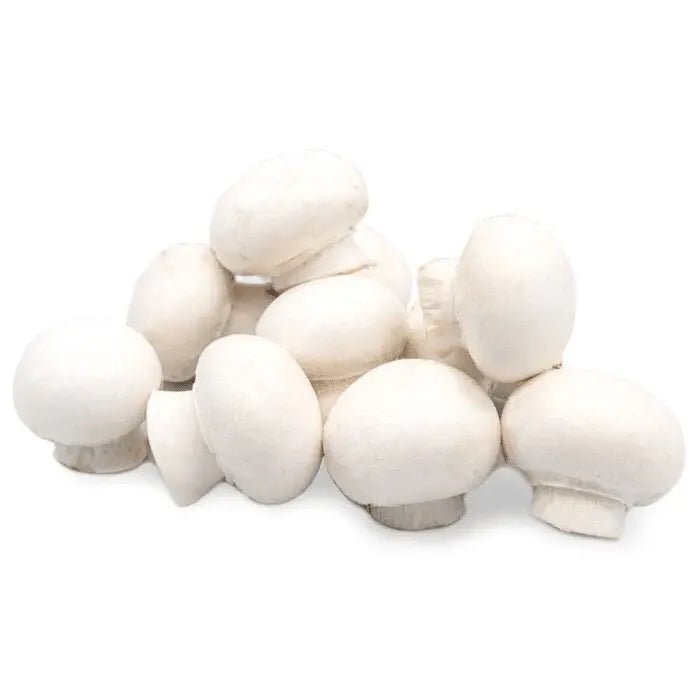 White mushroom caps, 250 g pack, whole caps with rounded tops