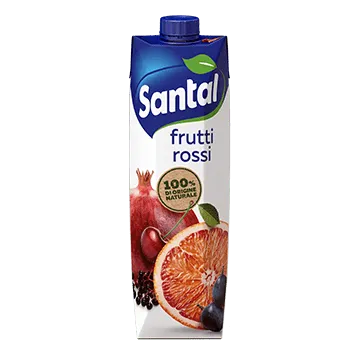Santal Frutti Rossi 1L fruit drink carton, blue with purple cap