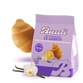 Bauli mini croissant crema vanilla packaged bag, purple with croissant and vanilla graphics