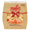Maffei tortellini prosciutto crudo 450g bag, beige package with red bow and ham-filled pasta shown