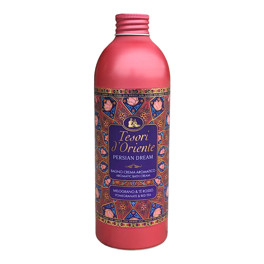 Tesori Persian Dream bath cream 500ml bottle, red with patterned label