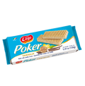 Vanilla wafer cookies in blue Lago package, sealed box with waffle pattern