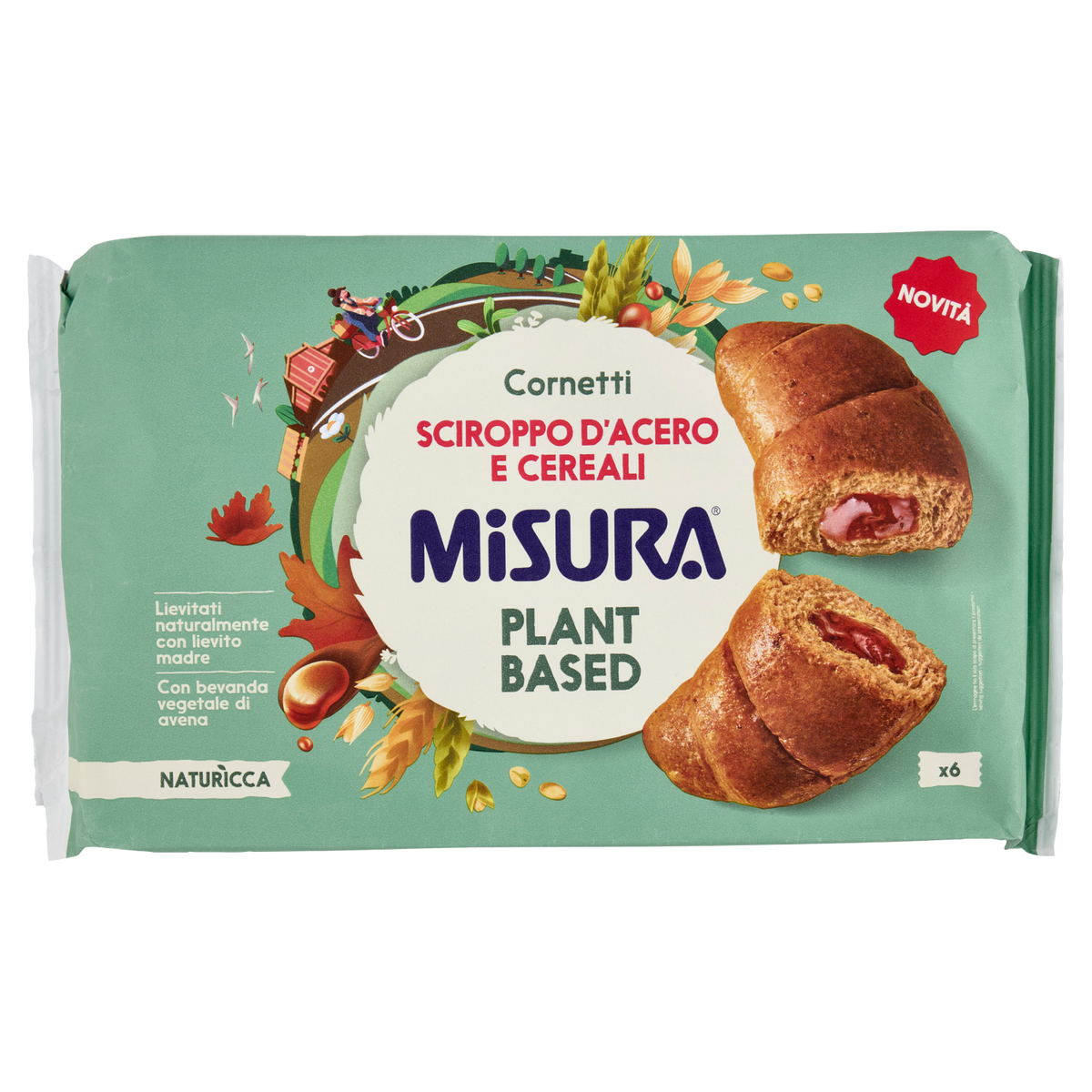 Misura plant-based cornetti pastry pack with maple syrup and cereals, 6-pack
