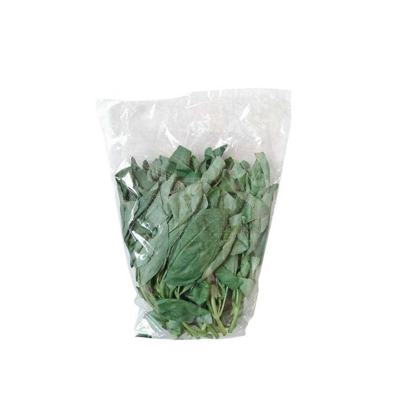 Fresh basil leaves in clear plastic bag, 100 g