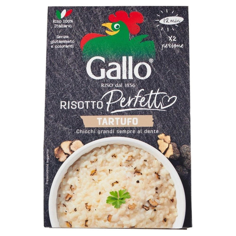 Gallo risotto truffle package with bowl graphic and truffle risotto branding