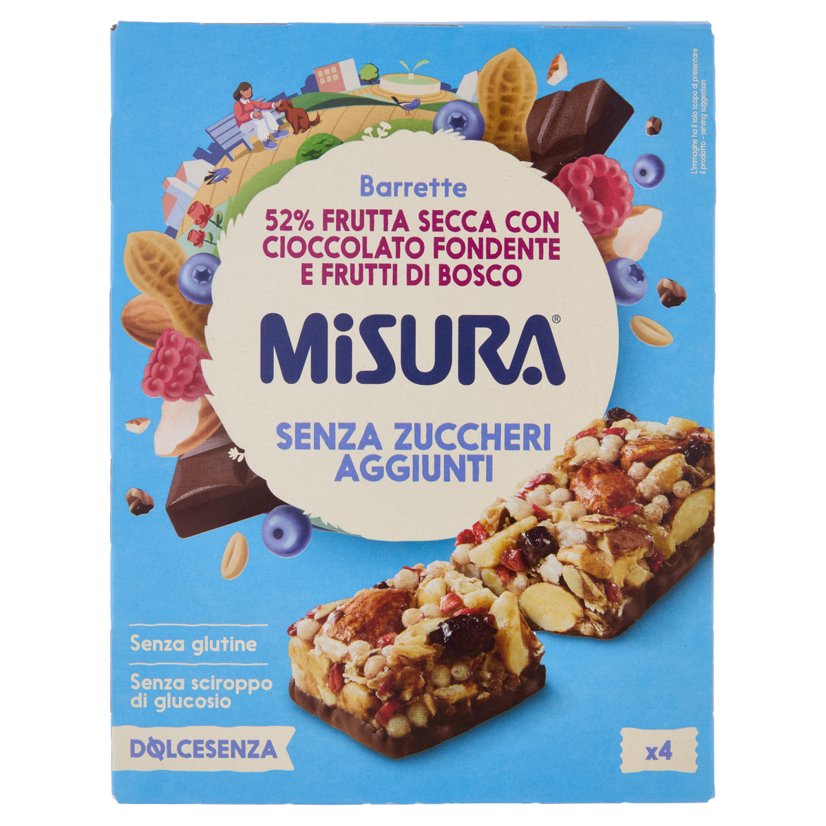 Misura fruit & chocolate cereal bar multipack, 4x, gluten-free