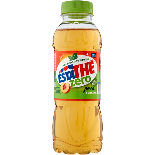Estathe Zero peach tea drink bottle with green cap