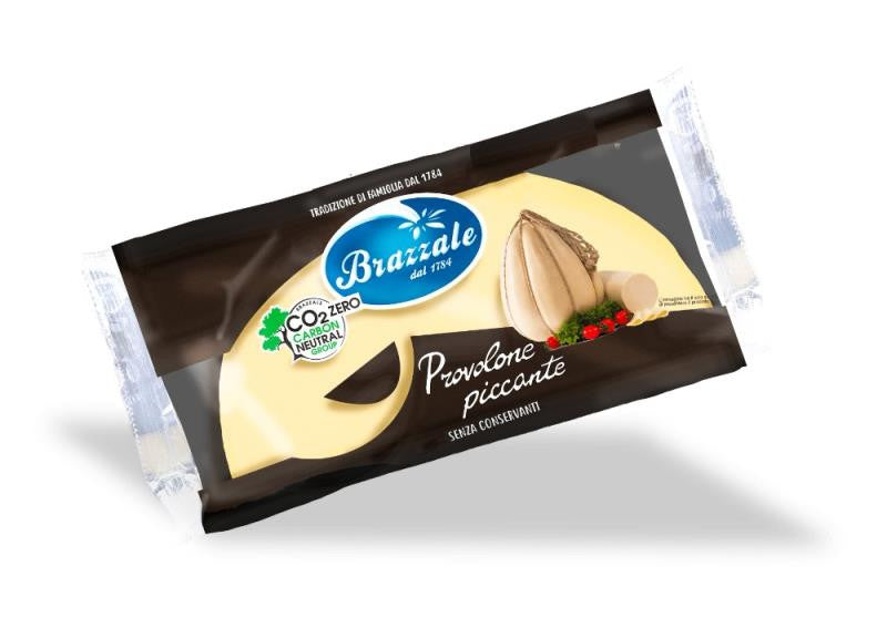 Brazzale Provolone Piccante 250g cheese wedge in sealed wrapper, with brand label