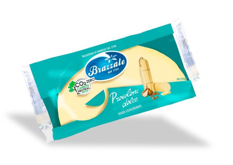 Brazzale Provolone Dolce cheese, vacuum-wrapped rectangular package