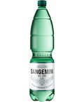 Sangemini natural mineral water bottle, green glass, white label, green cap