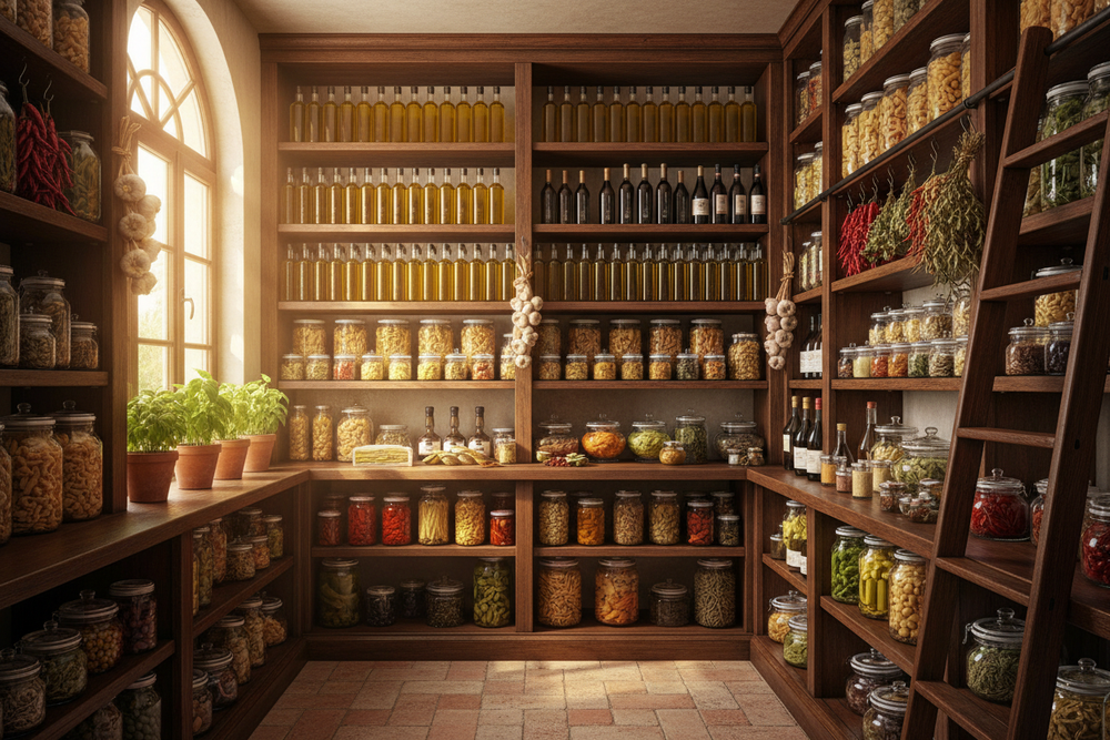 Make it be in an actual pantry, and be packed full of beautiful Italian Oils and Pantry Essentials