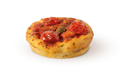 Baresi-style pizza with mozzarella, tomato sauce, and cherry tomato slices
