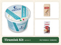 Tiramisu kit with mascarpone tub and two ingredient packs