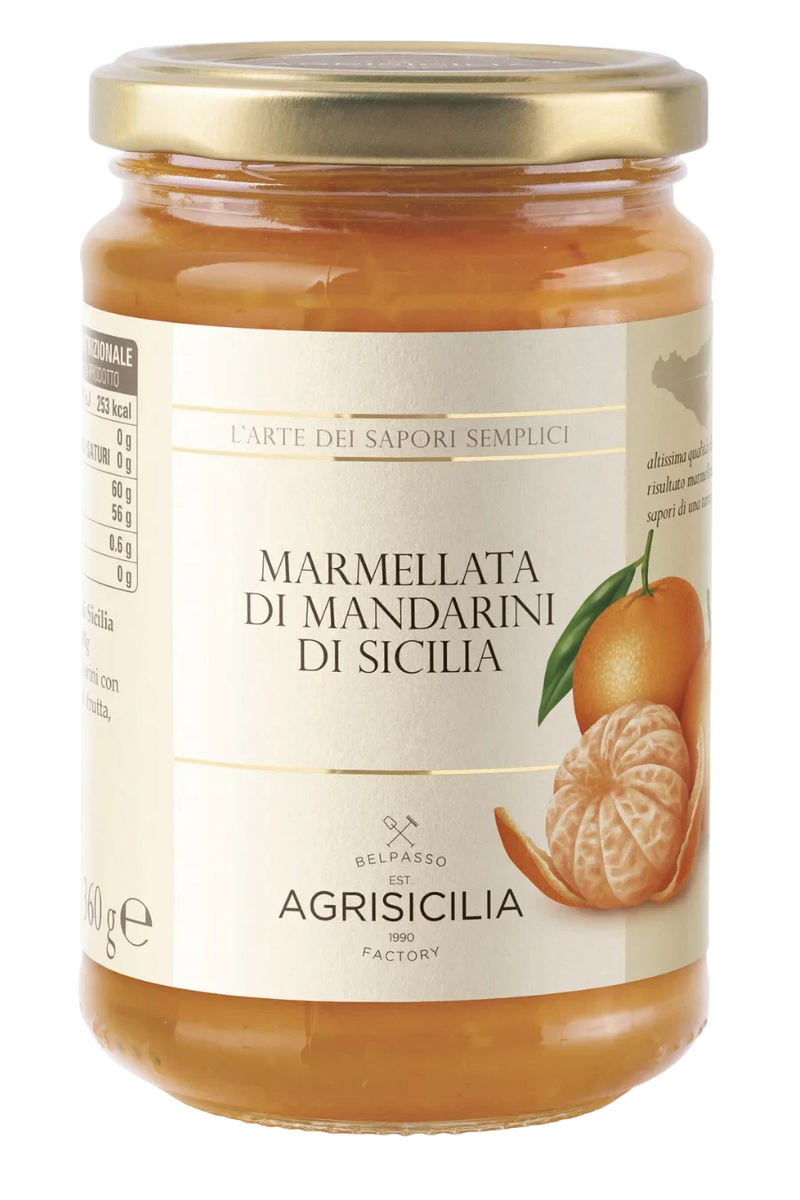 Agrisicilia mandarin marmellata jar, glass container with gold lid