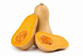 Violin squash with orange interior flesh and pale beige rind