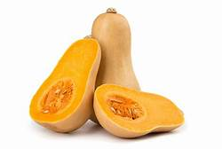 Violin squash with orange interior flesh and pale beige rind